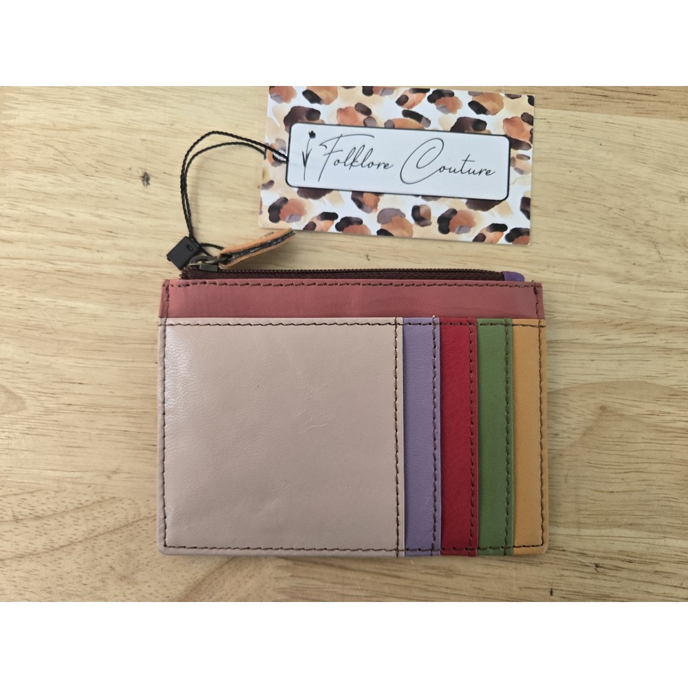Folklore‎ Couture Colorful Leather Card Pouch Zipper Case